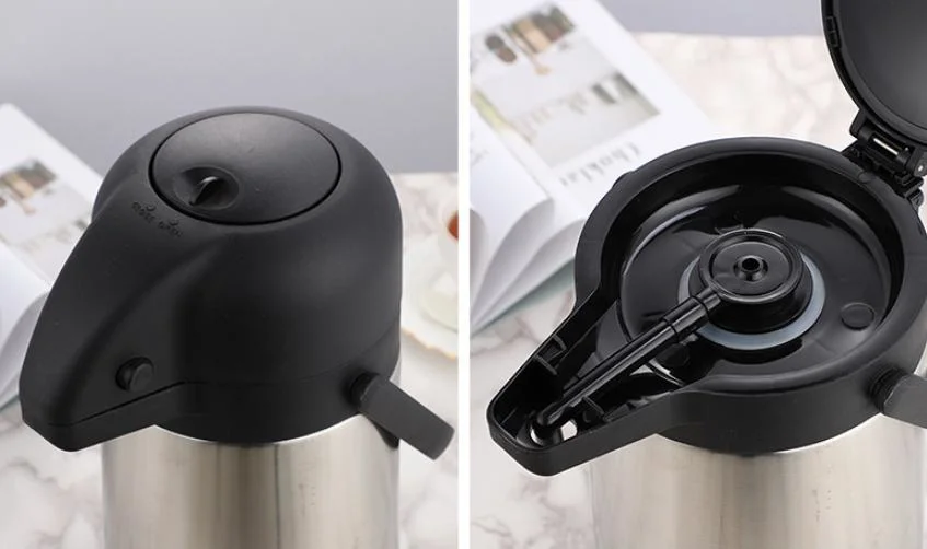 Large Capacity 2.5L Lever Pump Double Wall Stainless Steel Vacuum Airpot Air Pump Pot for Coffee