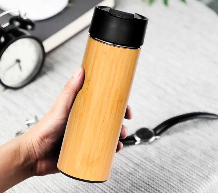 12/18ozl New Hot Sale Stainless Steel Vacuum Flask European and American Creative Bamboo Space Pot Outdoor Portable Sports Bottle Can Be Wholesale