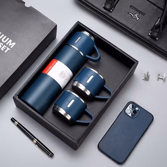 500ml Stainless Steel Thermos Leak Proof BPA-Free Double Wall Water Bottle Tea Cup Gift Set Vacuum Flask with Drinking Cup