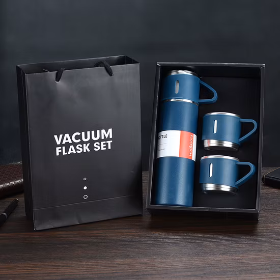 500ml Stainless Steel Thermos Leak Proof BPA-Free Double Wall Water Bottle Tea Cup Gift Set Vacuum Flask with Drinking Cup